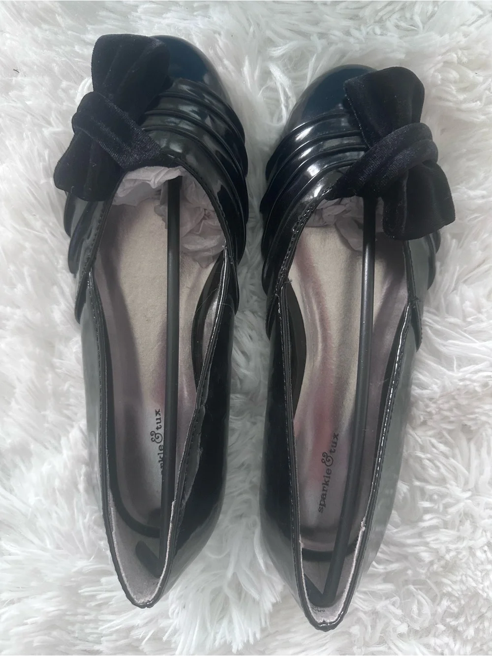 NEW Black Bow-Accent Girls Ballet Flats size 3